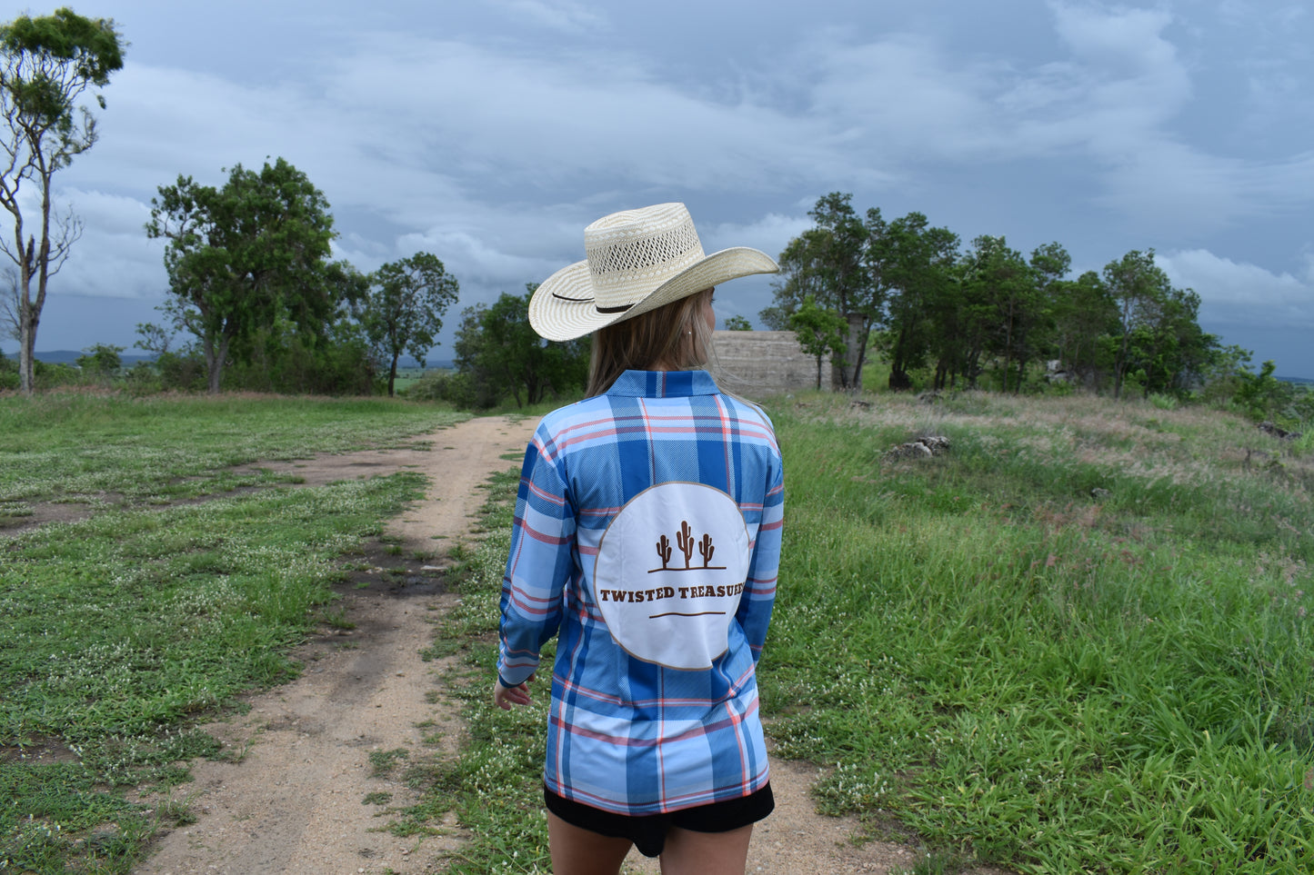 Blue check fishing shirt